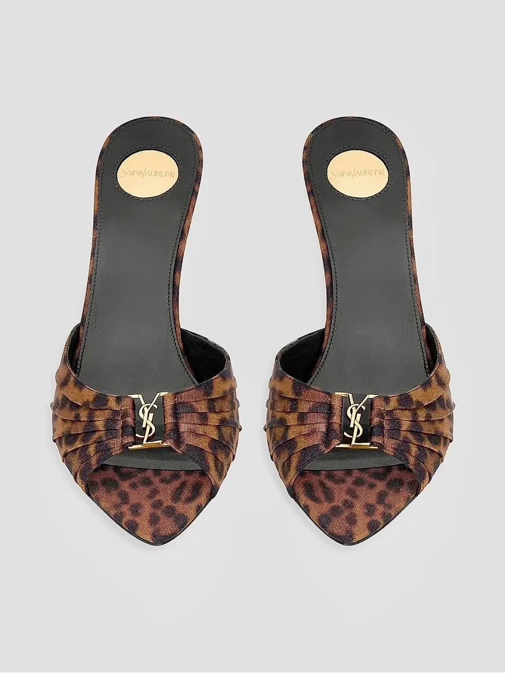 Saint Laurent Mules in Leopard Grosgrain Size 7.5/38 EU